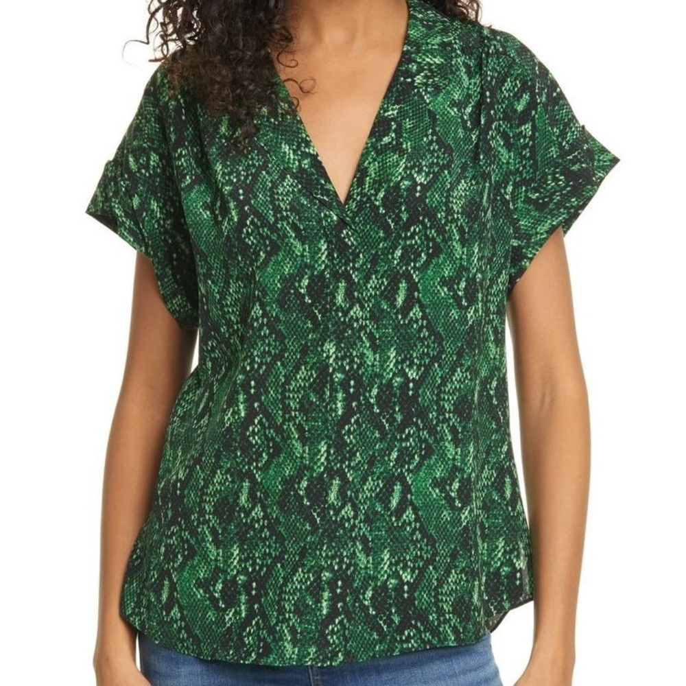 Veronica Beard Merci Python Print Silk Blouse Siz… - image 1